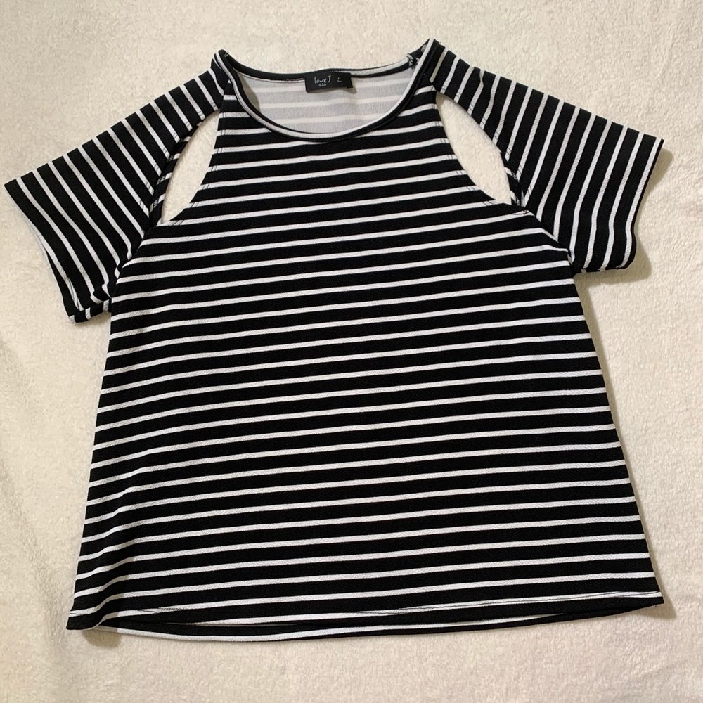 Love J Black Striped Blouse